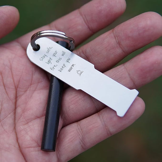 KF525 Stay Safe Keychain Fire Starter with 2.5 Inch Long Ferro Rod and Striker for Camping Emergency (Pack of 2)