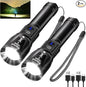 Rechargeable Flashlights 2 Pack, 990,000 Lumens Super Light Flashlight with LCD Digital Display, 5 Adjustable Mode Powerful Tactical Flashlight, Waterproof Flashlights for Camping Hiking