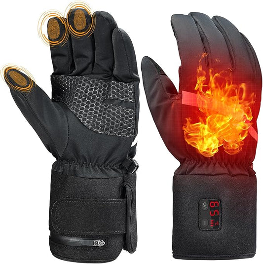 ZAPAL Heated Gloves for Men Women Rechargeable, Winter Ski Gloves, Waterproof Touchscreen Heated Thin Gloves for Climbing Hiking Cycling Camping (Size:M)
