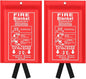 Emergency Fire Blanket for Kitchen and Home, 2 Pack 39.37” x 39.37” Fiberglass Fire Safety Blankets for Survival, Suppression Fire Retardant Blanket