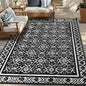 Outdoor Patio Plastic Straw Rug - 6'x9' Outdoor Camping Rug Waterproof Reversible, Area Carpet Patios Clearance RV, Outside Porch Balcony Deck for Camper, Classic Black & White