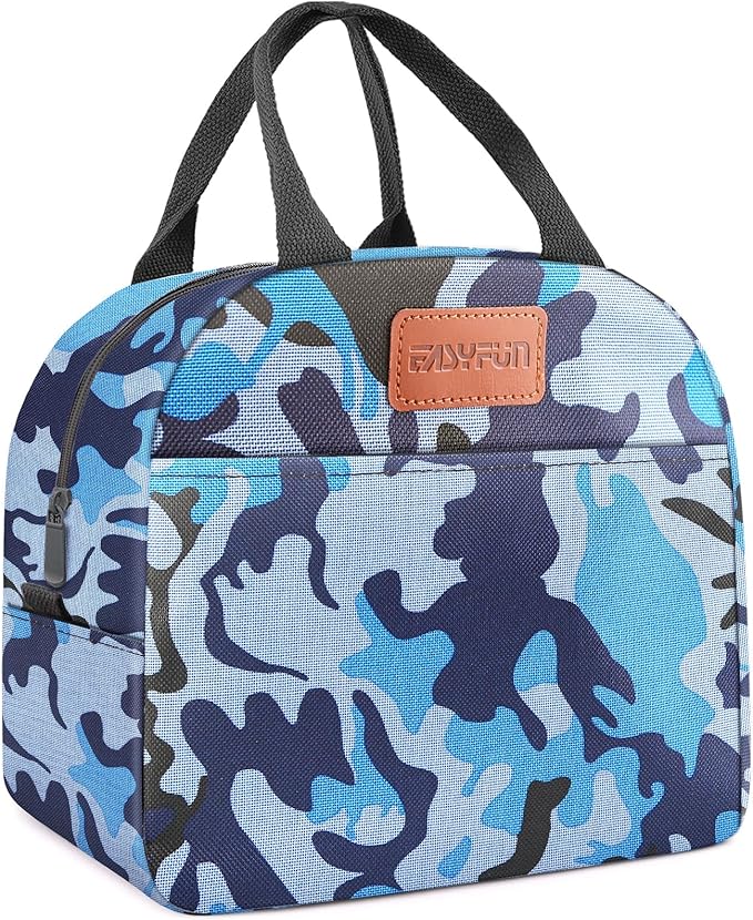 Lunch Bag for Women & Men Adult Insulated Lunch Box, Small Leakproof Cooler Food Lunch Containers Reusable High Capacity Lunch Tote Bags for Work, Travel, Outdoor (Blue Camo)