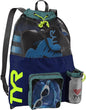 TYR Big Mesh Mummy Backpack for Swim, Gym and Workout Gear, Black, 40-Liter Capacity