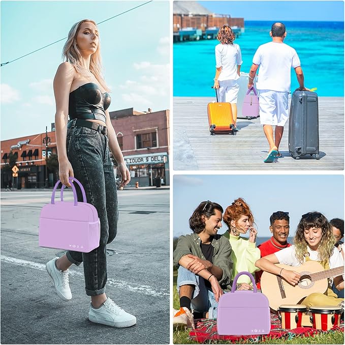 Lunch Bag Lunch Box for Women Men Reusable Insulated Lunch Bags for Adults,Leakproof Cute Cooler Lunch Tote Bag, Large Capacity for Work Travel Picnic,Purple
