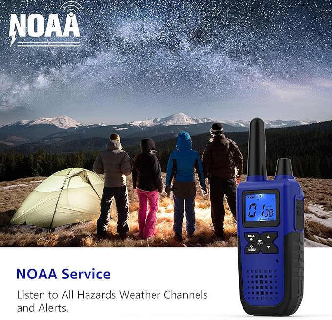 Walkie Talkies Rechargeable for Adults Long Range with Earpiece NOAA Weather Alert, Multi-purpose 2 Way Radio 4 Pack for Team Work Senior Care Kid Adventure Family Camping Hiking Skiing Cruise