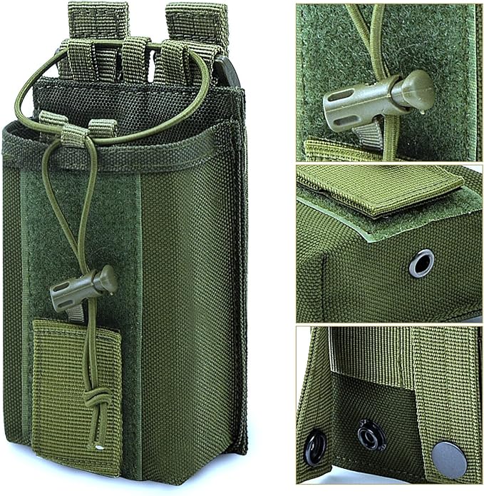 Molle Radio Pouch Holster Tactical Holder Duty Belt Accessories Military Heavy Bag for Two Ways Walkie Talkies Adjustable Storage with 1 Pack Patch