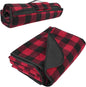 Tirrinia Outdoors Waterproof Throw Blanket, 51”x 59” Lightweight Fleece Stadium Windproof Mat for Boat, Traveling, Camping, Hiking, Football - Machine Washable, Red-Black Plaid