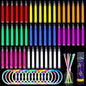 Lenwen 150 Pcs Ultra Bright Glow Sticks in Bulk Glow Sticks 6 Inch Emergency Bright Glow Sticks 8 Inch Glow Necklaces and Bracelets with Connectors for Camping Hiking Parties Survival Kit
