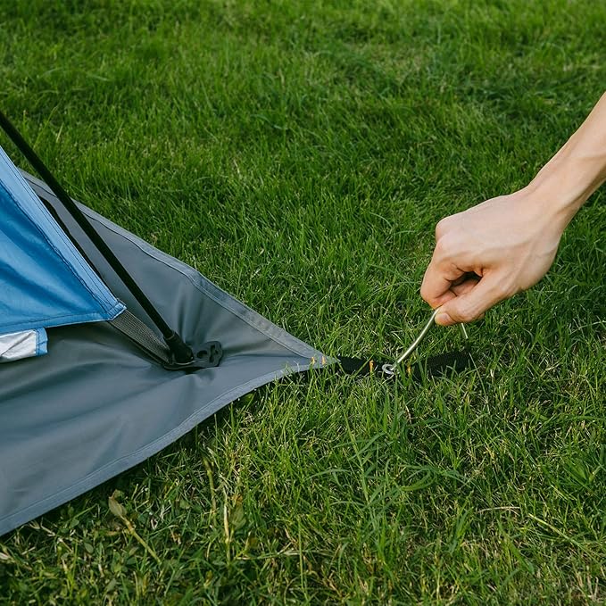 Odoland Camping Tent Footprint and Tent Stakes Set, 83" x 35" Waterproof Tarp with Carry Bag for Under Tent, Ultralight Tent Footprint for Ground Camping Hiking