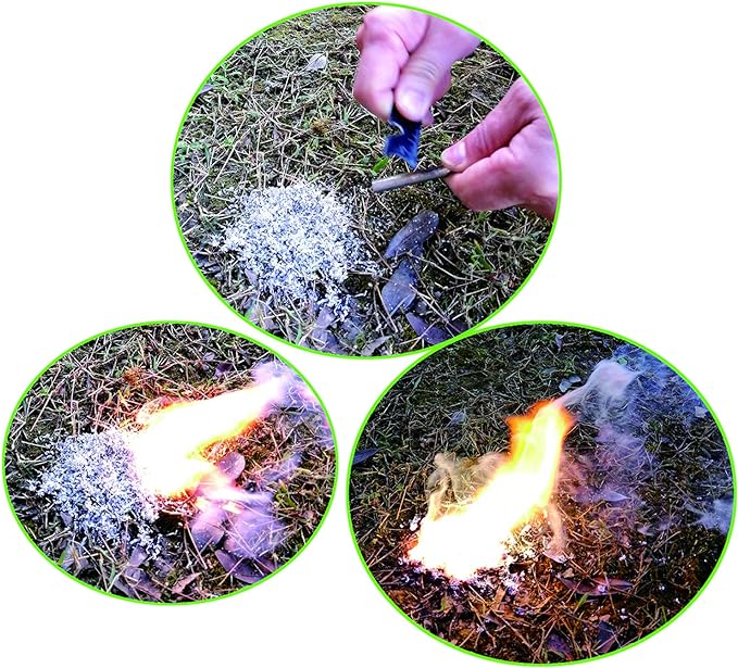 eGreen Emergency Fire Starter Magnesium 6 Bags Free Ferro Rod for Storm Hurricane Outages Camping Hiking Bushcraft Outdoor Survival + Free Tin Container (6 Bags + 1 x FerroStriker & Tin Can)