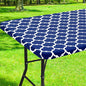 Smiry Rectangle Picnic Table Cover, Waterproof Elastic Fitted Camping Tablecloths for 5 Foot Tables, Wipeable Flannel Backed Vinyl Tablecloth Protector for Indoor, Outdoor (Navy, 36x60 Inches)