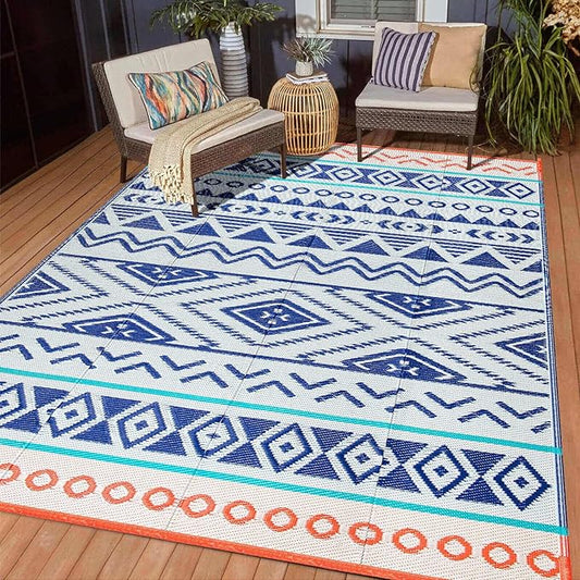 Outdoor Rugs Patio Camping Waterproof - 4x6 Plastic Straw Patio Rug Portable for Campers, Outside RVs Mat, Outdoor Area Carpet for Patios Clearance, Backyard Porch, Balcony, Picnic