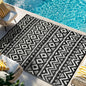 Waterproof Outdoor Rug 4x6 ft, Reversible Plastic Straw Rug, Easy to Clean Patio Rug, Portable Carpet for Patio, RV, Deck, Balcony, Backyard, Picnic, Beach, Geometric Diamond, Gray