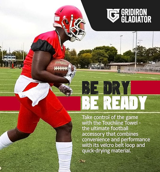 Pure Cotton Football Towel, Youth Men Streamer Towel, Football Towel Quarterback, Sideline Qb Towel with Hook & Loop Closure