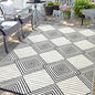 Waterproof Outdoor Rug 6x9ft, Foldable Reversible Plastic Straw Mat for Patio RV Deck Porch Backyard Balcony Camping Picnic Beach Indoor Outdoor Carpet, Black&Beige