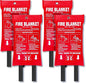 Jemay Fire Blanket, Fiberglass Fire Suppression Blanket for Kitchen, Emergency Blanket with Heat Insulation, Emergency Survival Safety Cover for Camping,School,4-Pack