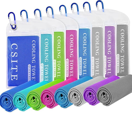 8 Pack (47"x12") Cooling Towels for Neck and Face Bulk, Ice Towel for Hot Weather, Soft Breathable Chilly Gym Towels, Microfiber Towel for Work Out, Yoga, Running, Camping & More Activities