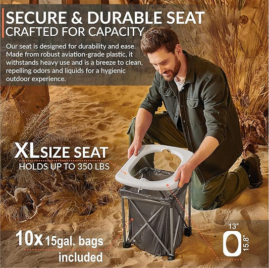 Camping Toilet, Portable Toilet, with Ultralight Aluminum Frame, XL high, Up to 350lb, Portable Toilet for Camping, Portable Toilet for Adults, XL Folding seat