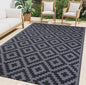 Smiry Waterproof Outdoor Rug 4x6 ft, Reversible Plastic Straw Patio Camping Rugs, Outdoor Indoor RV Mat Carpet for Patio, Outside Entry, Backyard, Deck, Bench, Picnic, Camper, Black & Grey