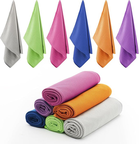 Cooling Towels 6Pack,Ice Towel for Neck and Face,Soft Breathable Chilly Microfiber Towel for Hot Weather,Camping,Workout,Sports,Yoga,Golf,Gym,Fitness