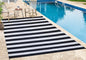 FH Home Outdoor Camping Rug - Waterproof, Fade Resistant, Reversible - Premium Recycled Plastic - Striped - Large Patio, Deck, Sunroom, RV - Brittany Stripe - Black & White - 9 x 12 ft Foldable