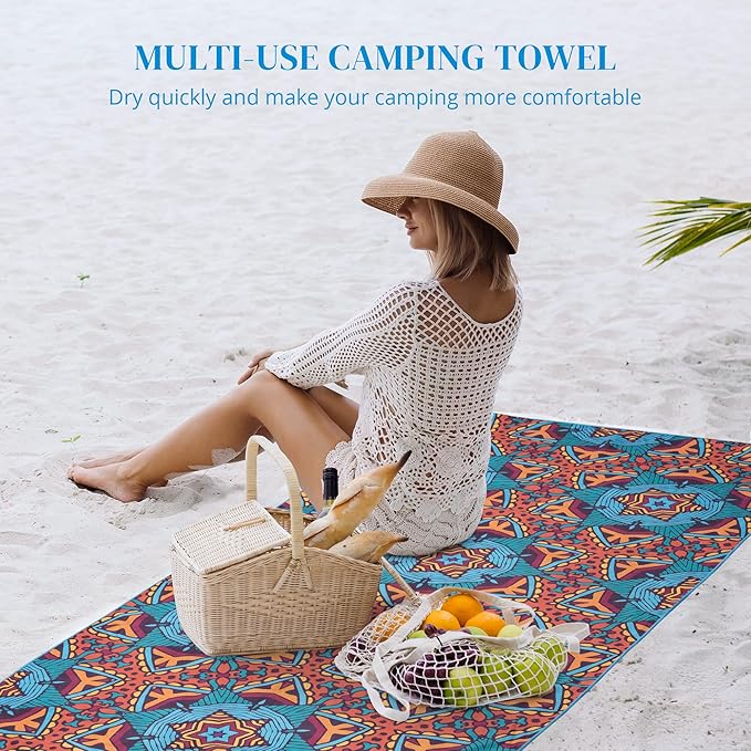 AKASO Microfiber Beach Towel Super Absorbent Quick Fast Dry Sand Free Oversized 63x31 inches Lightweight Towel, Pefect for Adults, Travel, Gym, Camping, Pool, Yoga, Outdoor and Picnic
