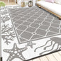 Vaukki Reversible Rugs, Plastic Straw Outdoor Doormat, Fade Resistant Plastic Outdoor Patio Mat, Lightweight Ocean Area Carpet for Patio, RV, Camping, Beach, Deck, Backyard and Picnic (Grey, 6'x9')