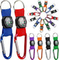 PROLOSO Colorful Carabiner Compass Keychain Belt Clips Kids Toys Prizes Outdoors Adventure Party Favors 20 Pcs