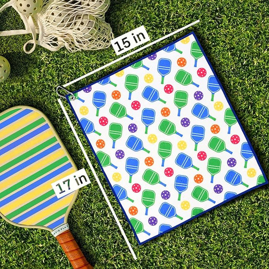 Millie Rose Pickleball Towels in Fashionable Prints - Cute 15x17 inch Microfiber & Cotton Athletic Towels with Carabiner Clip - Pickleball Accessories, Pickleball Gifts (Pickleballers)