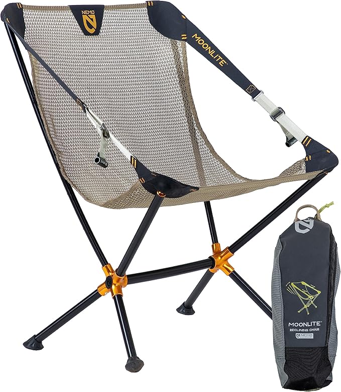 NEMO Moonlite Reclining Camp Chair | Portable Backpacking and Camping Chair with Adjustable and Foldable Options, Coriander