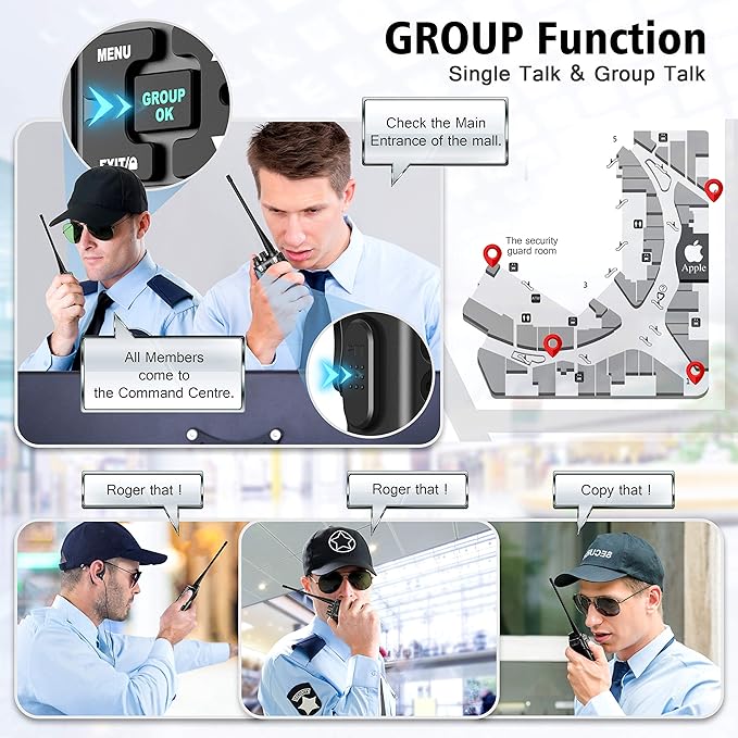 SAMCOM 2 Way Radios, FPCN30A Two Way Radios Long Range Rechargeable 5 Watts UHF Programmable Professional Handheld Radios Walkie Talkies with Group Call,1500mAh Battery and Earpieces,3 Packs