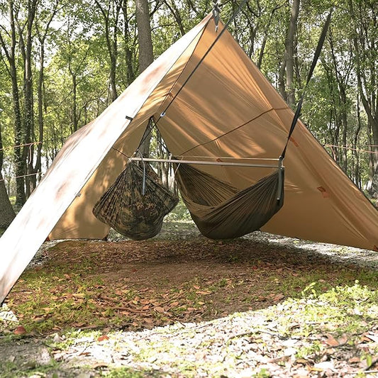 onewind Hammock Tarp, 14Ft*13Ft Blackthorn Hammock Rain Fly, Big Tarp for 3-4 Persons, Ultralight Tarp Tent for 2 Hammocks or Bridge Hammock, 3000mm Waterproof Silnylon Camping Tarp, Brown