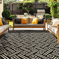 OPPODREAM Outdoor Rug 8x10 Patio Waterproof, Large Outdoor Plastic Straw Rug, Reversible Out Door Carpet Camping Essentials, Deck, Rv, 8 x 10 Area Carpet for Balcony, Porch, Backyard, Black & Beige
