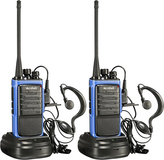 Rechargeable Long Range Two-Way Radios with Earpiece 2 Pack Walkie Talkies Li-ion Battery and Charger Included