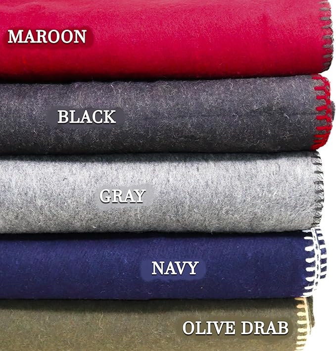 M MCGUIRE GEAR Wool Military Camping, Survival, and First Aid Blanket, 64" x 90" (Maroon)