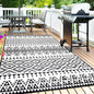 Outdoor Rug Mat for Patio, 8x10ft Waterproof Reversible Plastic Straw Rugs, Camping Carpet Area Mats for RV, Porch, Deck, Backyard, Balcony, Camper, Trailer, Black & White
