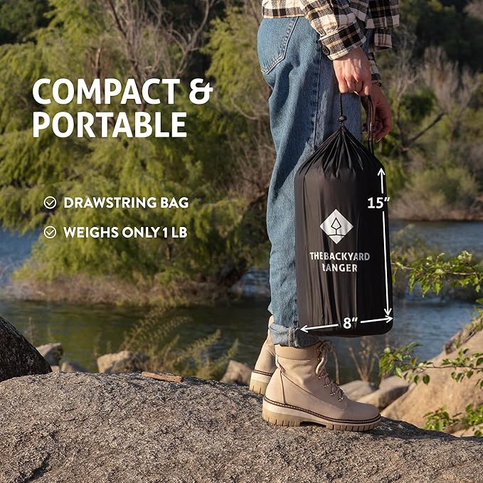 Waterproof Camping Blanket Large - Lightweight Backpacking Outdoor Travel Blanket With Detachable Hood & Carry Bag - Insulated Down Blanket & Warm Quilt for Camping, Hiking, Picnic, Stadium & festival