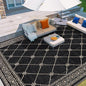 Outdoor Rug 8'x10' for Patios Waterproof Patio Rugs Outdoor Mats for Front Porch,Beach Mat,Reversible Plastic Straw Camping Rugs for Outside RV,Deck,Balcony,Backyard，Black&Beige
