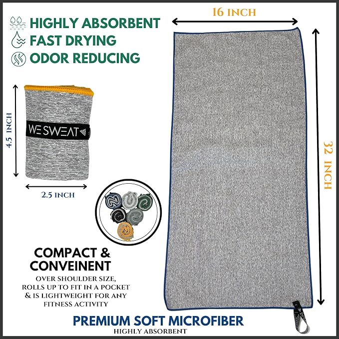 Microfiber Gym Towels for Sweat, Body, Soft and Absorbent Towels, Sweat Towel, Microfiber Bath Towels for Shower, Camping, Hiking, Gym, Exercise Fitness Gear
