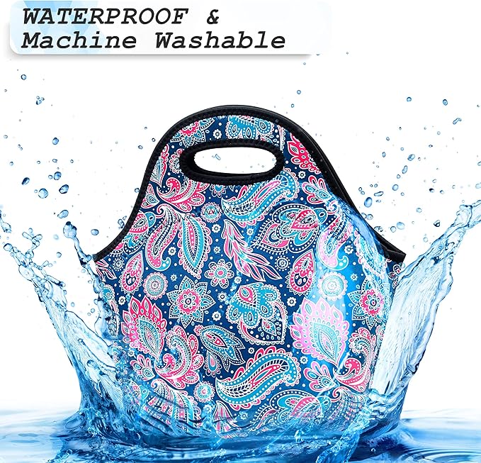 Neoprene Lunch Bags Thermal Insulated Lunch Tote Bag Reusable Washable Neoprene Picnic Bag for Women Men