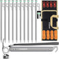 Tent Stakes and Hammer Set,10pcs 10 in Heavy Duty Metal Tent Stakes + 12in Camping Hammer + Reflective Camping Rope + Storage Bag,Camping Accessories for Ground,Camp and Graden (Silver)
