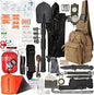 Emergency Survival & First Aid Kit & Tourniquet - 250 PCS Go Bugout Bag Survival Gears with Compass Flashlight Shovel - Tactical Military Grade EDC Backpack for Outdoor Camping Scout