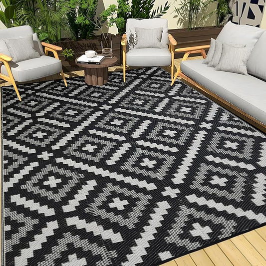 Outdoor Rug 8x10 ft Waterproof, Reversible Outdoor Plastic Straw Rug for Patios Clearance, Outdoor Area Rug Carpet RV Mat for Camping Backyard Deck Porch