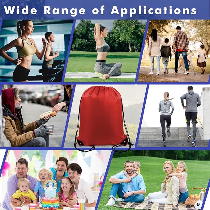 BeeGreen Drawstring Backpack Bags 20,30,50 Packs Reflective String Bags for Gym Sport Trip Cinch Sack DIY for Women Men