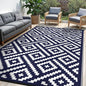 Outdoor Rug for Patio - Waterproof Plastic Straw Camping Rugs 9x12 ft, Reversible Outdoor Indoor RV Mat Carpet for Patio, Porch, Deck, Balcony, Picnic, Beach, Blue White