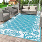 Vaukki Reversible Rugs, Plastic Straw Outdoor Doormat, Fade Resistant Plastic Outdoor Patio Mat, Lightweight Ocean Area Carpet for Patio, RV, Camping, Beach, Deck, Backyard and Picnic (Teal, 5'x8')