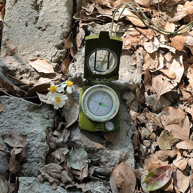 Posinly Multifunctional Military Compass with Inclinometer, Sighting, Optic, Resistant & Waterproof Compass, Essential for Hiking, Camping, Scouting