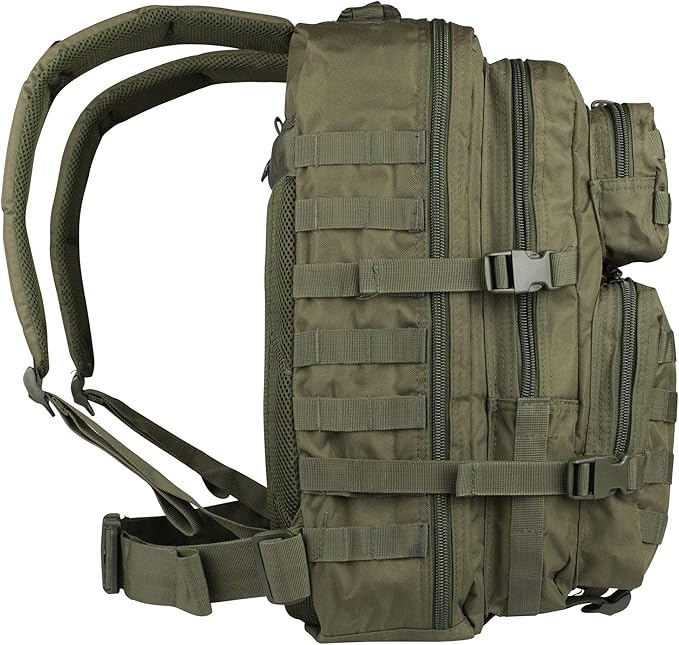 Mil-Tec Unisex Assault Pack - Rugged Durable Lightweight Ergonomic Versatile Tactical Outdoor Camping Hiking Backpack with Adjustable Padded Shoulder Straps & MOLLE Loops, Olive Drab, 20L