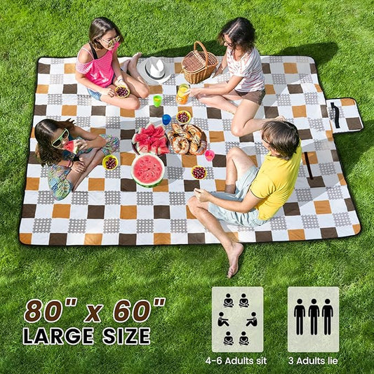 Picnic Blankets,80''x80'' Extra Large Picnic Blankets,Outdoor Picnic Blankets Waterproof Foldable for 6 to 8 Adults,Picnic Mat for Camping Beach Grass Lawn Park