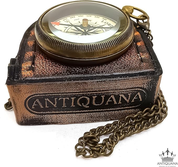God is with You Wherever You Go Engraved Compass with Authentic Leather Case Brass Compass Directional Compass, Baptism Gifts for Boys & Girls, First Communion (BLC2)